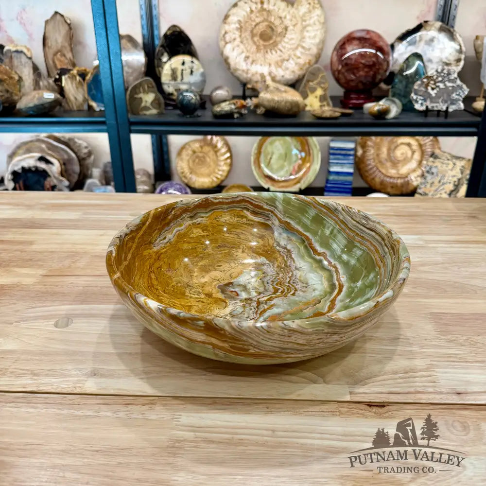 Reserve Green Banded Calcite Bowl 12’’ - Bowl