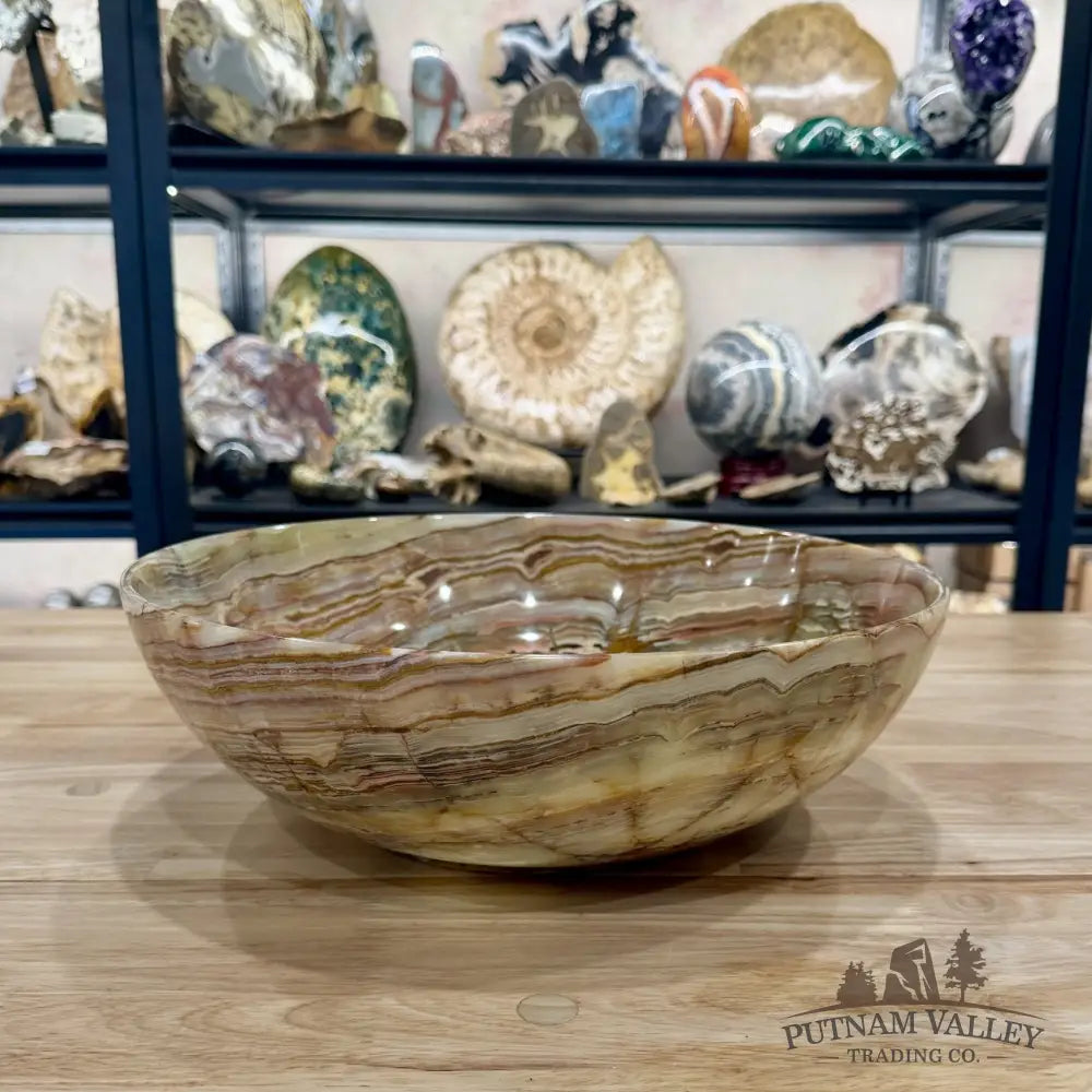 Reserve Green Banded Calcite Bowl 13.6’’ - Bowl