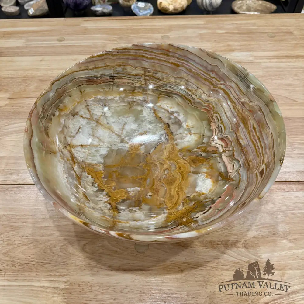 Reserve Green Banded Calcite Bowl 13.6’’ - Bowl