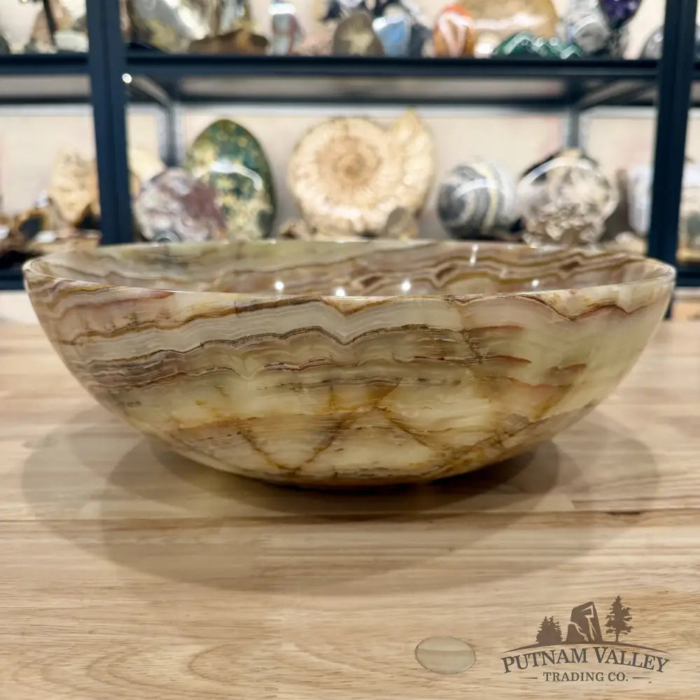 Reserve Green Banded Calcite Bowl 13.6’’ - Bowl