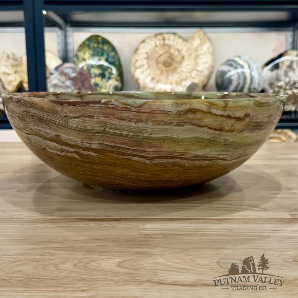 Reserve Green Banded Calcite Bowl Statement 13.8’’ - Bowl