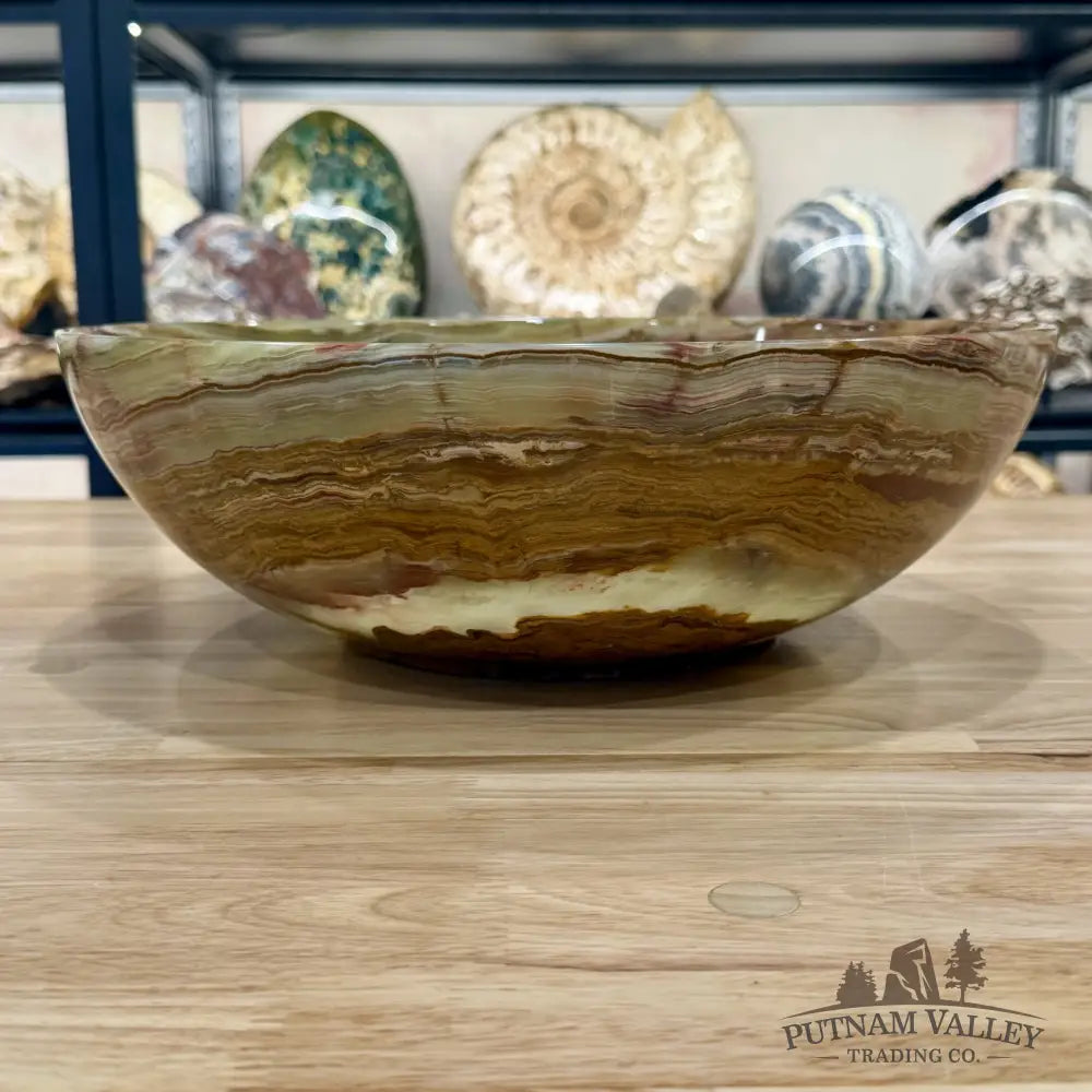 Reserve Green Banded Calcite Bowl Statement 13.8’’ - Bowl