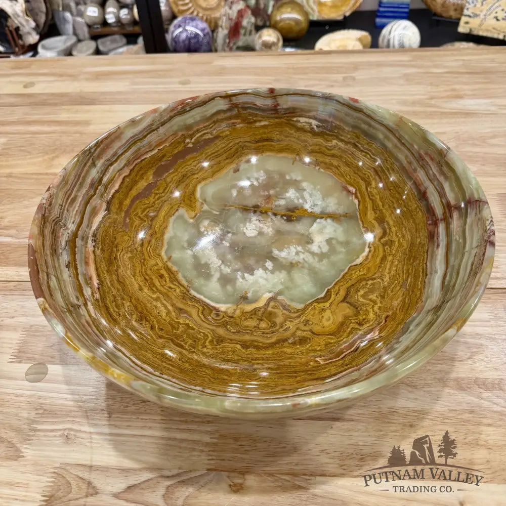 Reserve Green Banded Calcite Bowl Statement 13.8’’ - Bowl