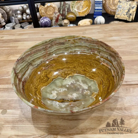 Reserve Green Banded Calcite Bowl Statement 13.8’’ - Bowl