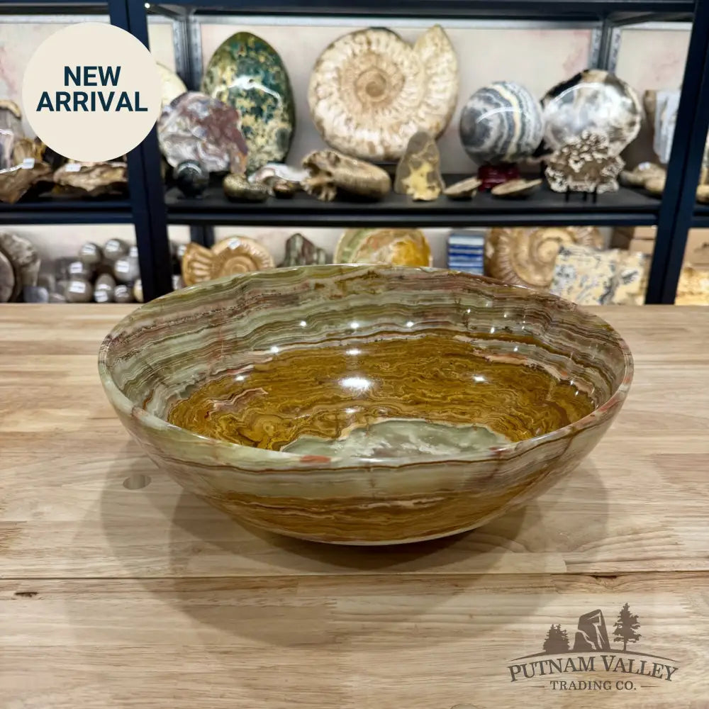 Reserve Green Banded Calcite Bowl Statement 13.8’’ - Bowl