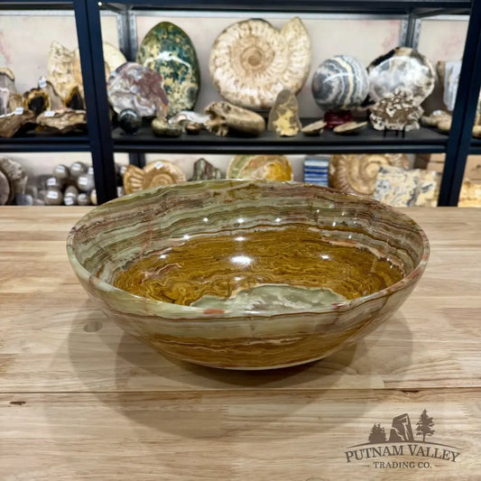 Reserve Green Banded Calcite Bowl Statement 13.8’’ - Bowl