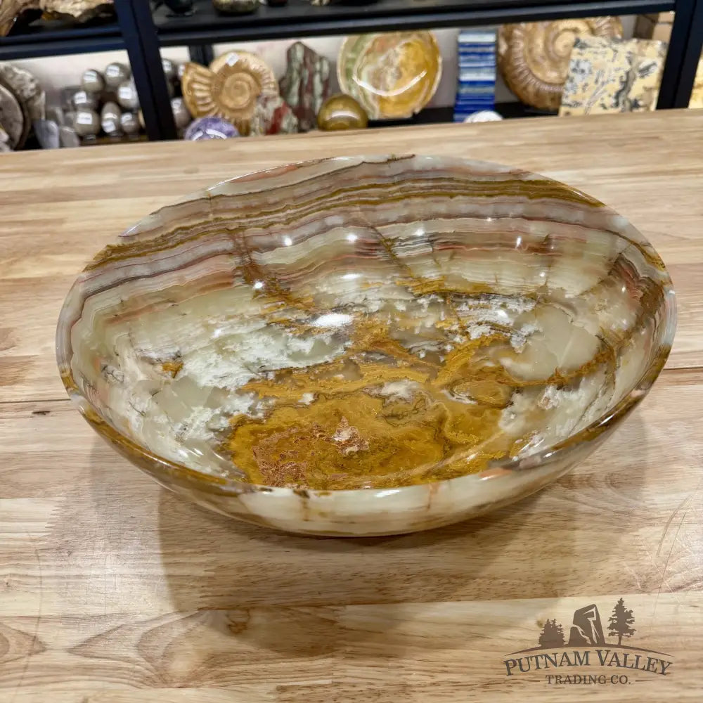 Reserve Green Banded Calcite Bowl 14’’ - Bowl