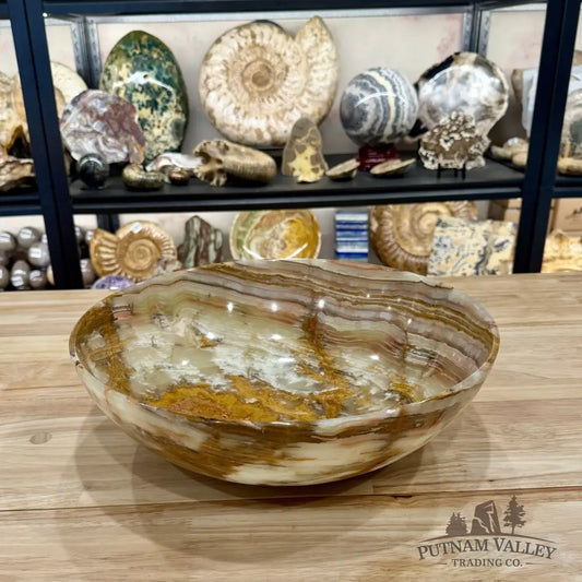 Reserve Green Banded Calcite Bowl 14’’ - Bowl
