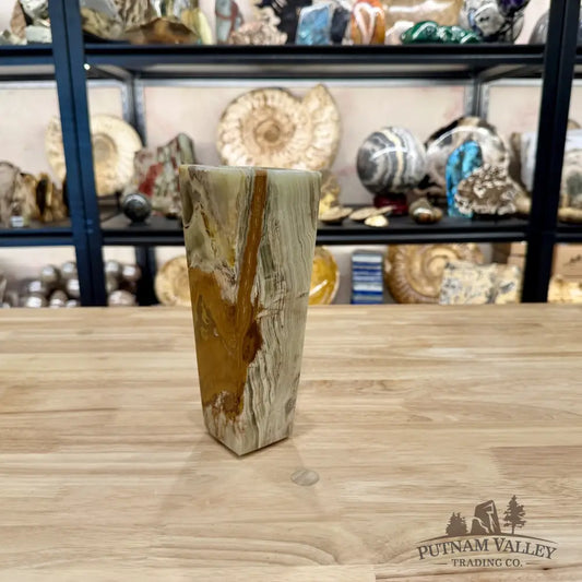 Reserve Green Banded Calcite Square Vase - Vase