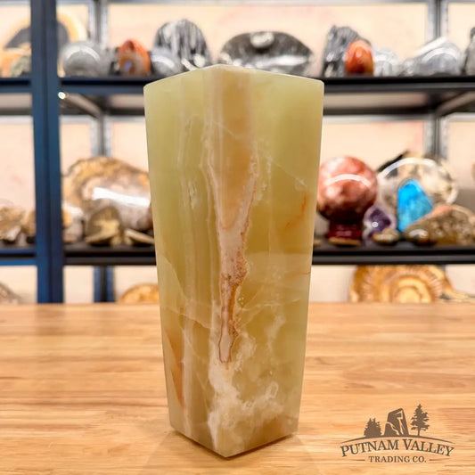 Green Banded Calcite Square Vase - Vase