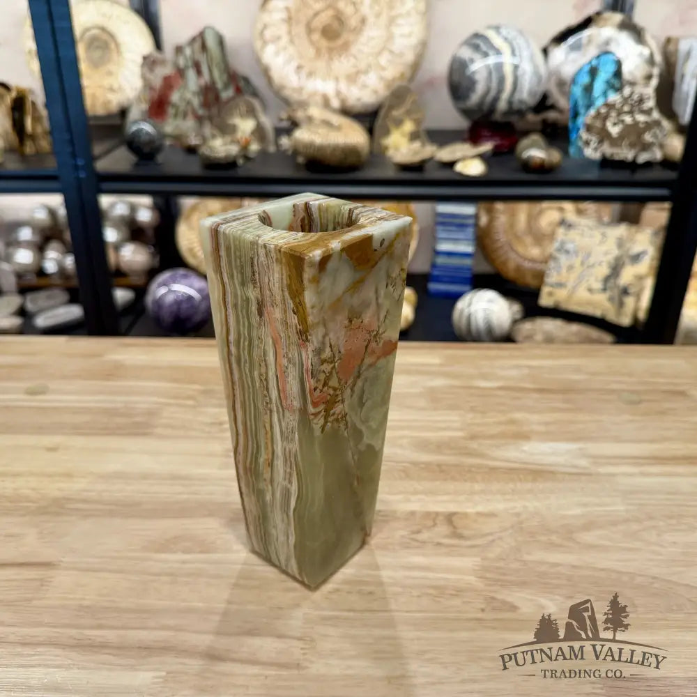 Reserve Green Banded Calcite Square Vase - Vase