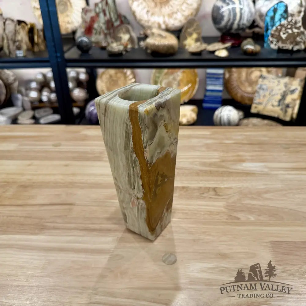Reserve Green Banded Calcite Square Vase - Vase