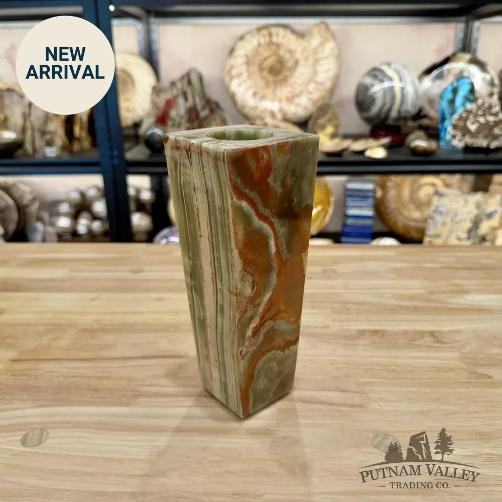 Reserve Green Banded Calcite Square Vase - Vase