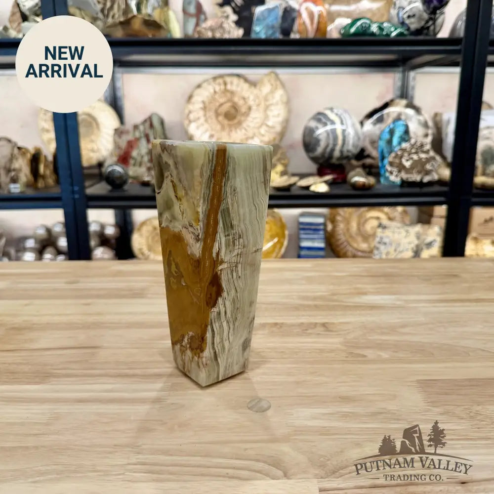 Reserve Green Banded Calcite Square Vase - Vase