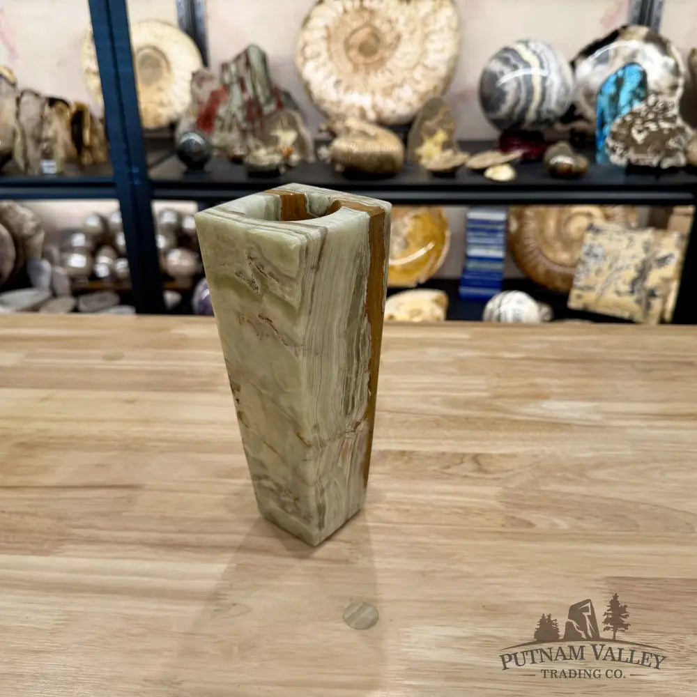 Reserve Green Banded Calcite Square Vase - Vase