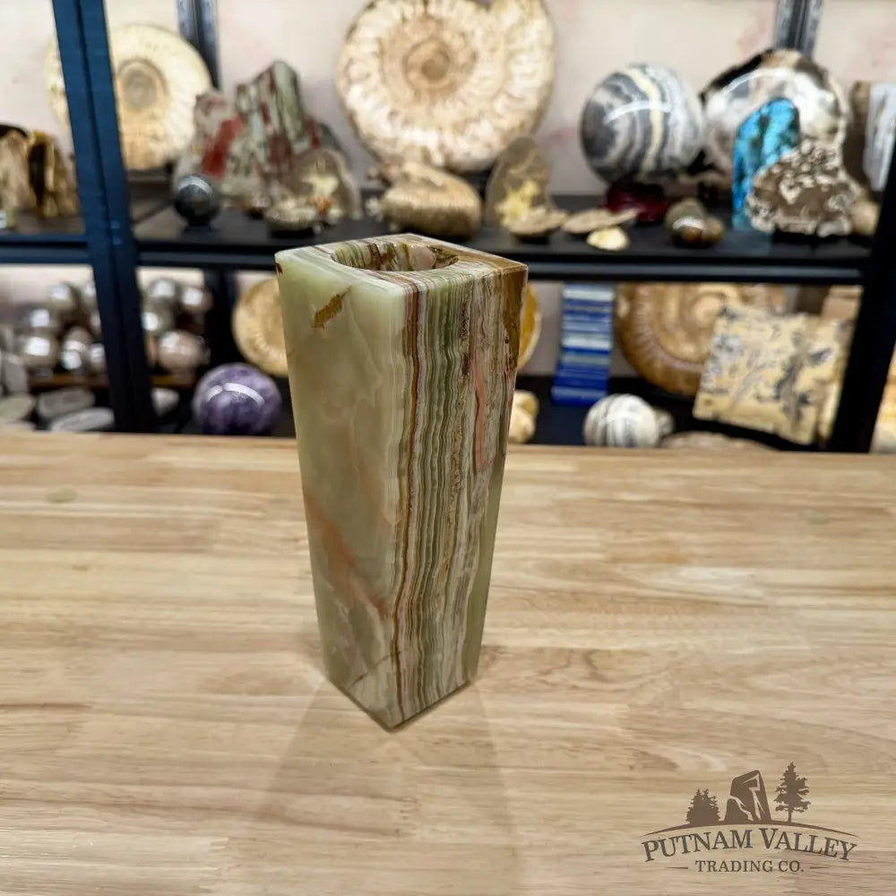 Reserve Green Banded Calcite Square Vase - Vase