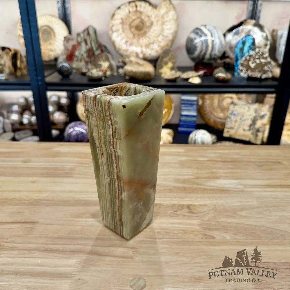 Reserve Green Banded Calcite Square Vase - Vase