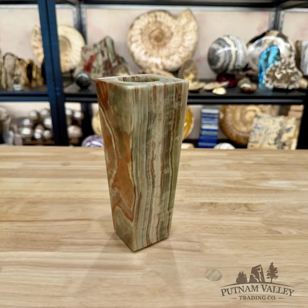 Reserve Green Banded Calcite Square Vase - Vase