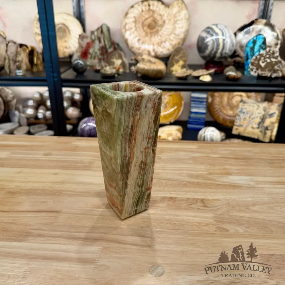Reserve Green Banded Calcite Square Vase - Vase