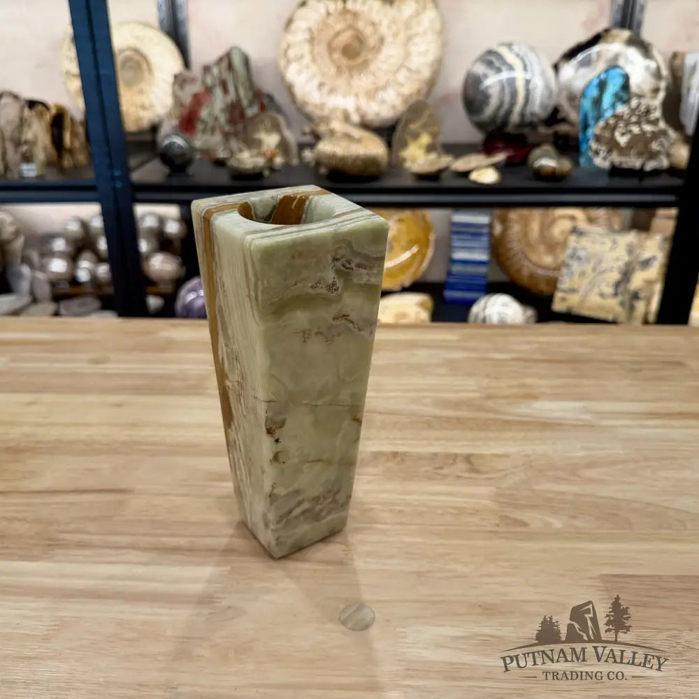 Reserve Green Banded Calcite Square Vase - Vase