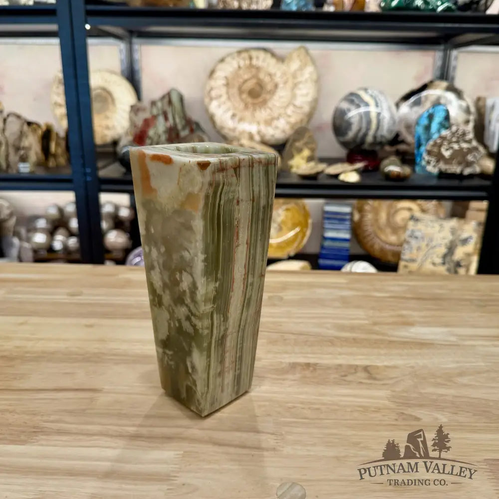 Reserve Green Banded Calcite Square Vase - Vase