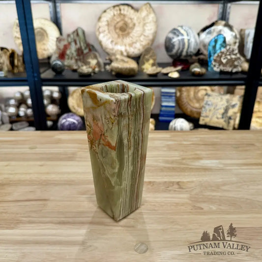 Reserve Green Banded Calcite Square Vase - Vase
