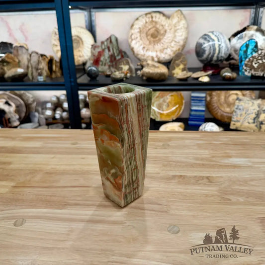 Reserve Green Banded Calcite Square Vase - Vase
