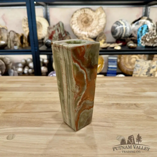 Reserve Green Banded Calcite Square Vase - Vase