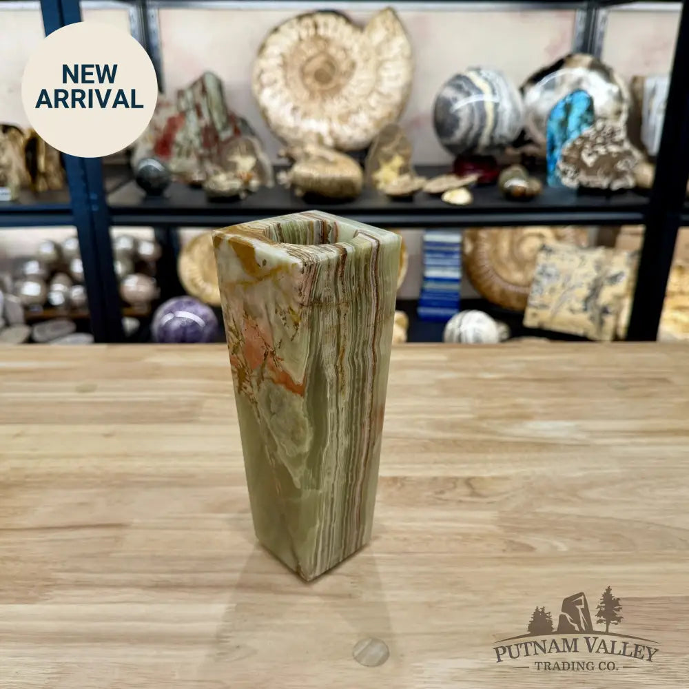 Reserve Green Banded Calcite Square Vase - Vase
