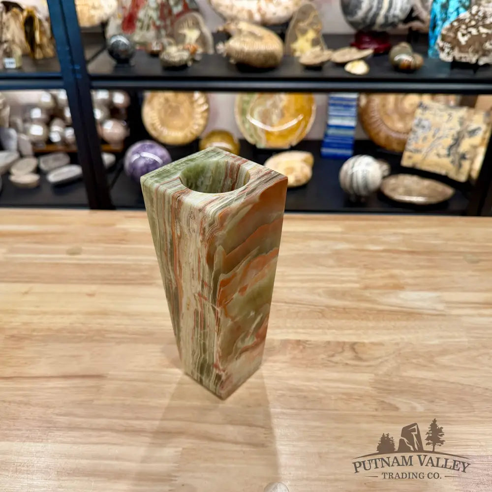 Reserve Green Banded Calcite Square Vase - Vase