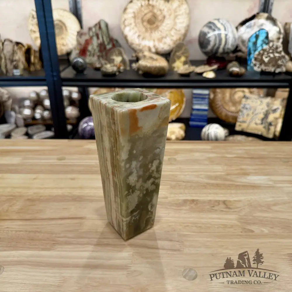 Reserve Green Banded Calcite Square Vase - Vase