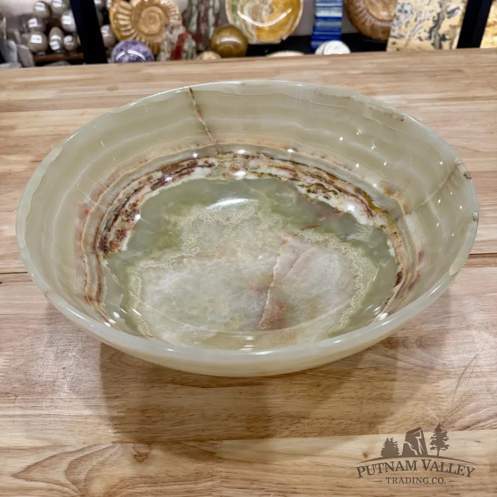 Reserve Green Banded Calcite Bowl 13.7’’ - Bowl