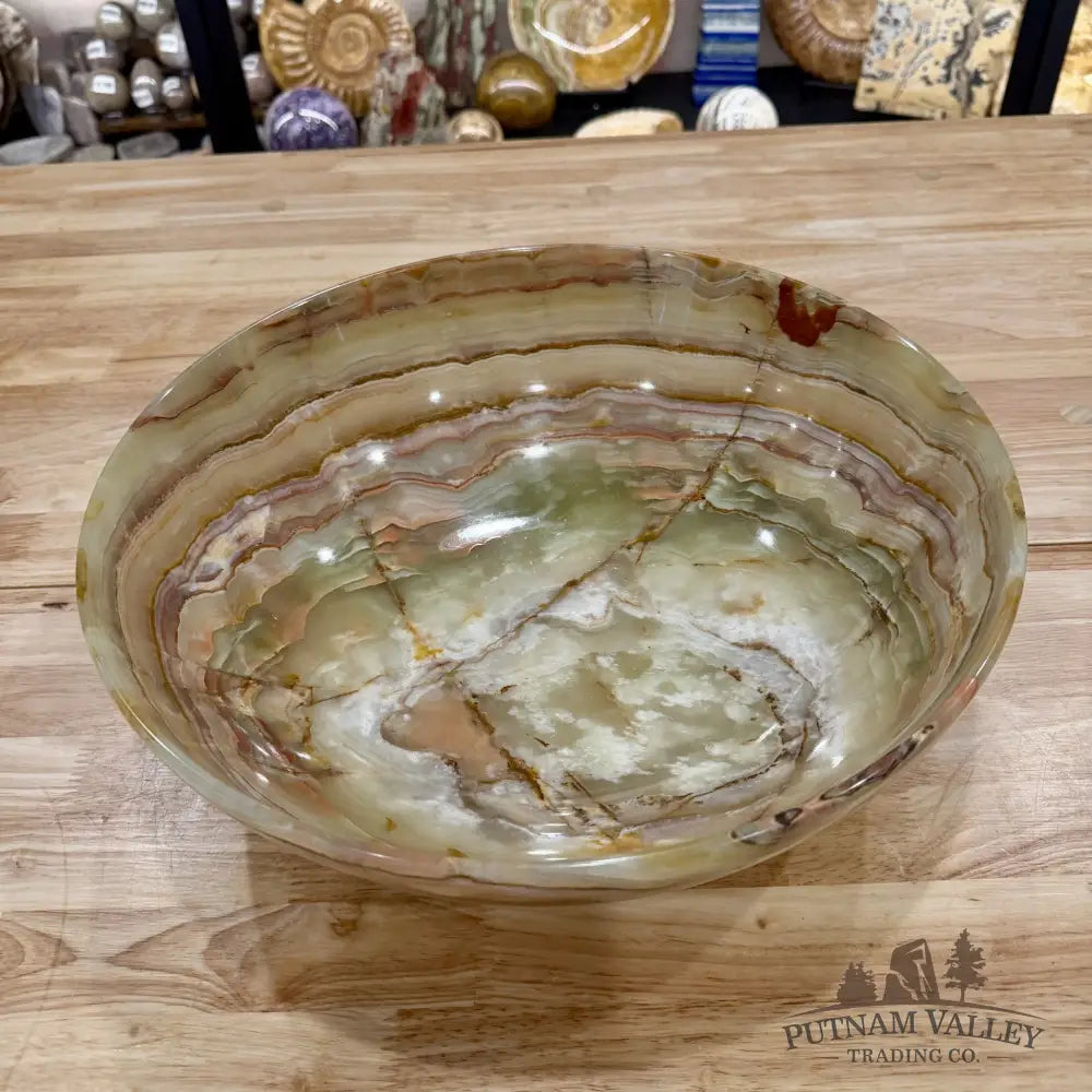 Reserve Green Banded Calcite Statement Bowl 13.8’’ - Bowl