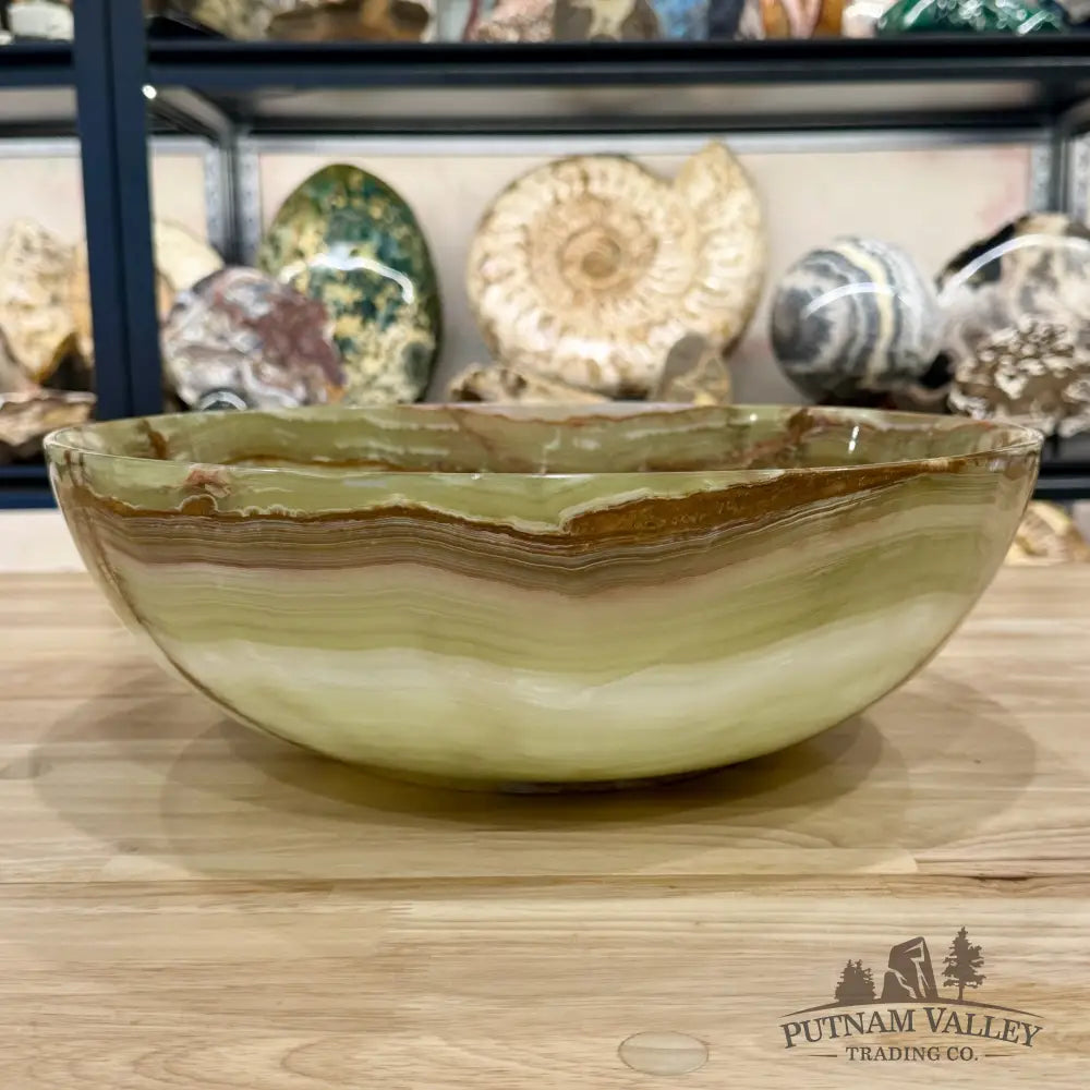Reserve Green Banded Calcite Statement Bowl 13.8’’ - Bowl