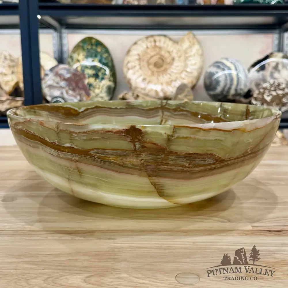 Reserve Green Banded Calcite Statement Bowl 13.8’’ - Bowl