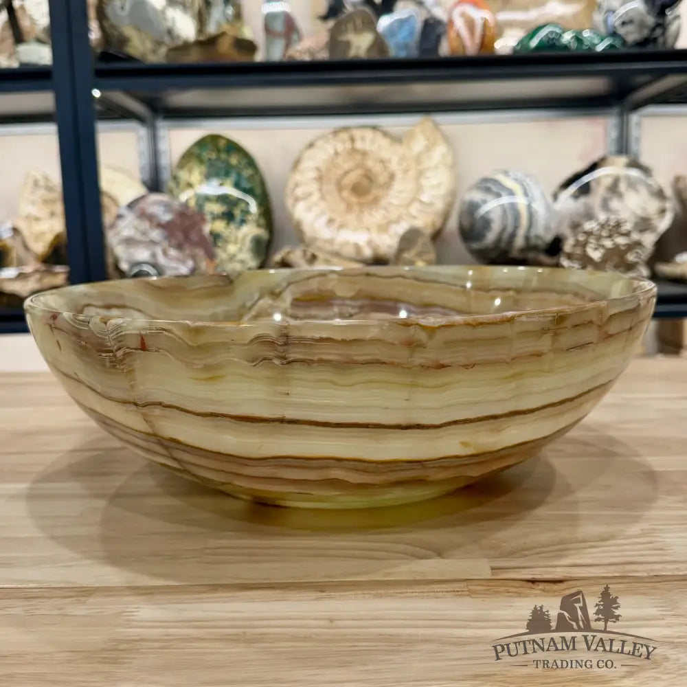 Reserve Green Banded Calcite Statement Bowl 13.8’’ - Bowl