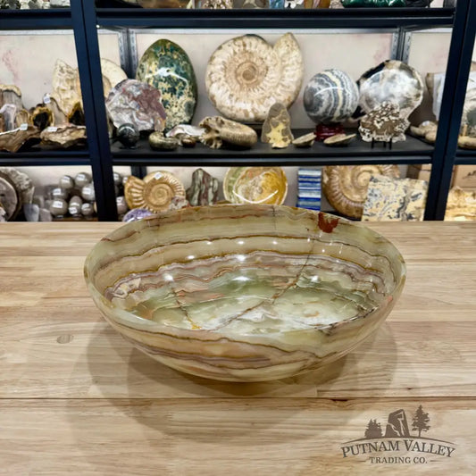 Reserve Green Banded Calcite Statement Bowl 13.8’’ - Bowl
