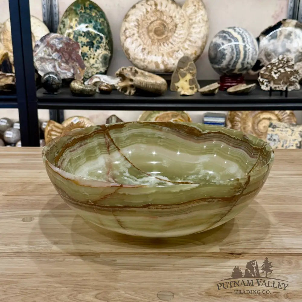 Reserve Green Banded Calcite Statement Bowl 13.8’’ - Bowl