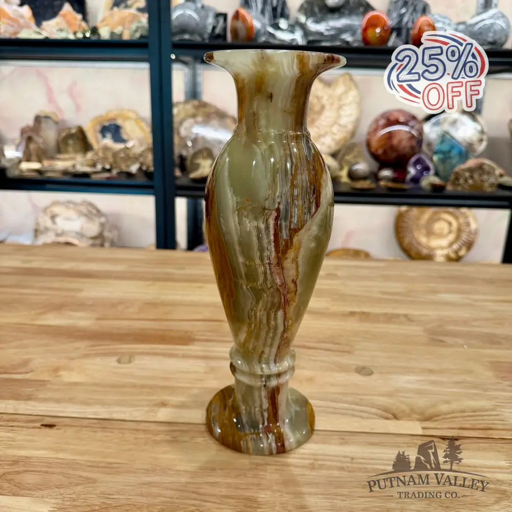 Green Banded Calcite Vase Vase