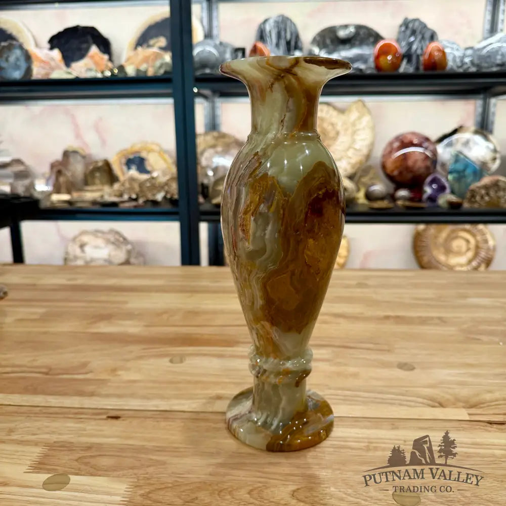 Green Banded Calcite Vase Vase