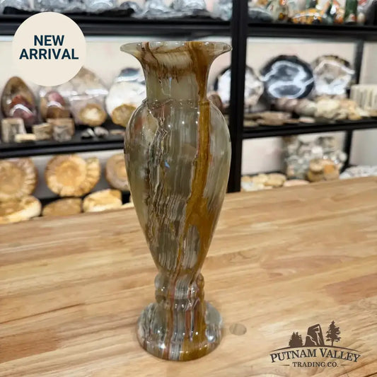 Green Banded Calcite Vase - Putnam Valley Trading Co.