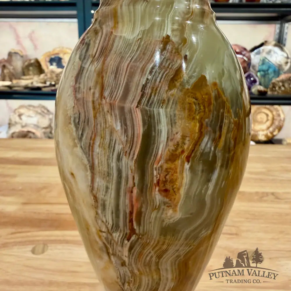 Green Banded Calcite Vase Vase