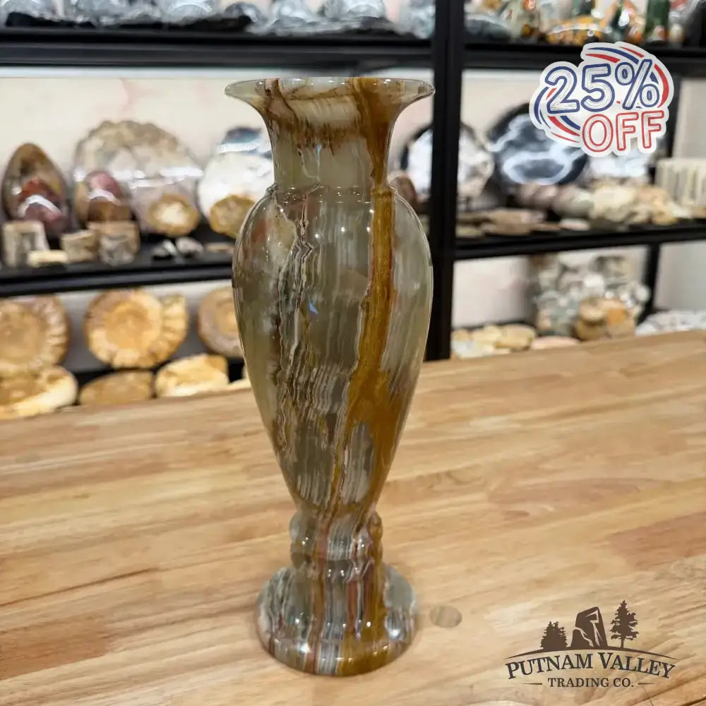 Green Banded Calcite Vase - Putnam Valley Trading Co.