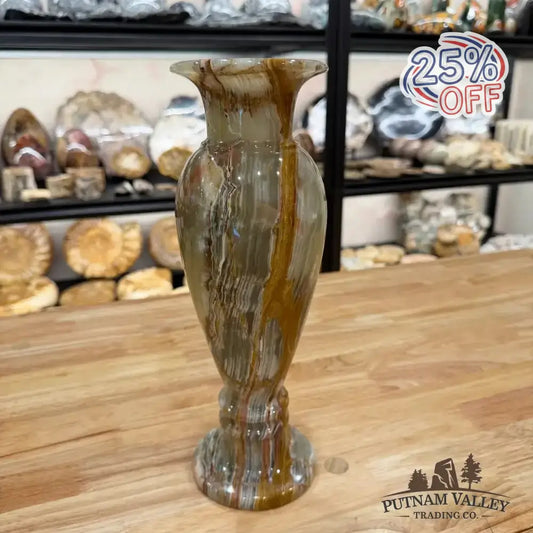 Green Banded Calcite Vase - Putnam Valley Trading Co.
