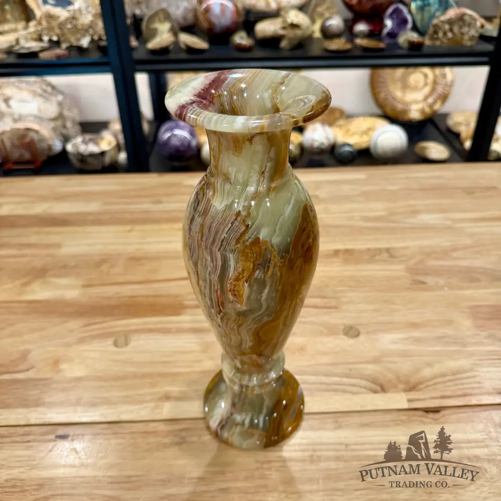 Green Banded Calcite Vase Vase