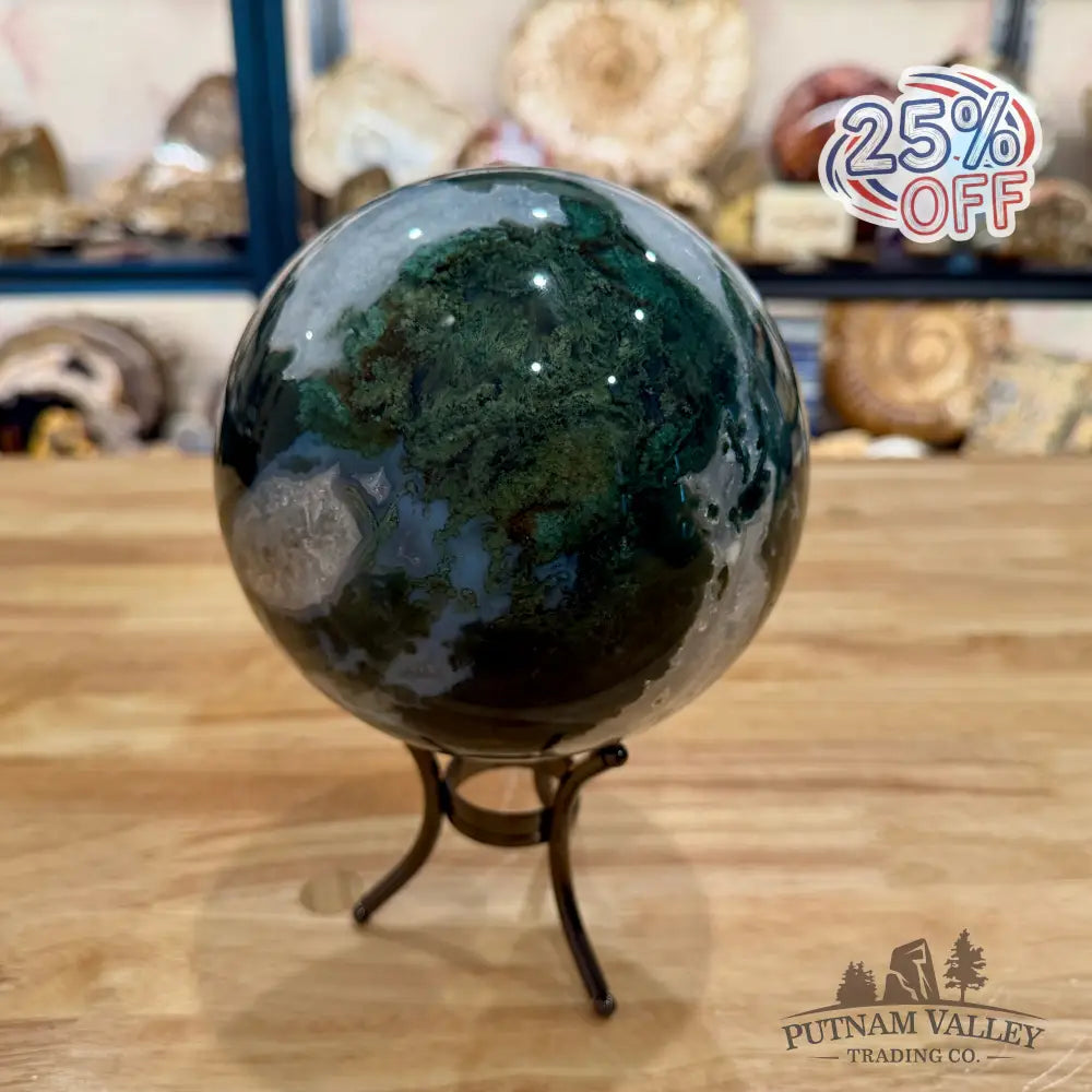 Reserve Green Moss Agate Sphere 5.53’’ - Sphere
