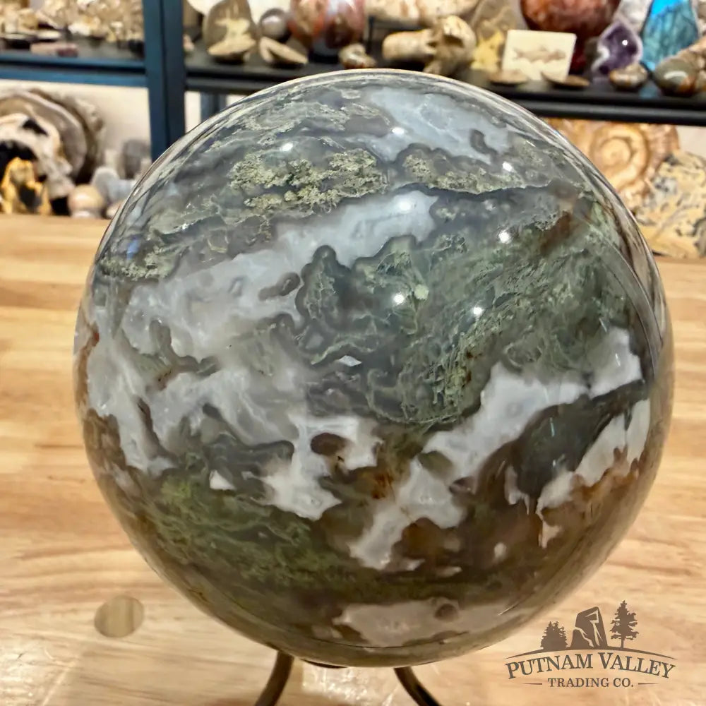 Reserve Green Moss Agate Sphere 5.54’’ - Sphere
