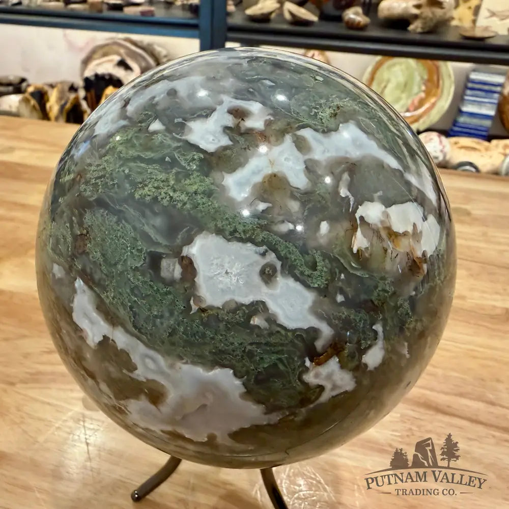 Reserve Green Moss Agate Sphere 5.54’’ - Sphere