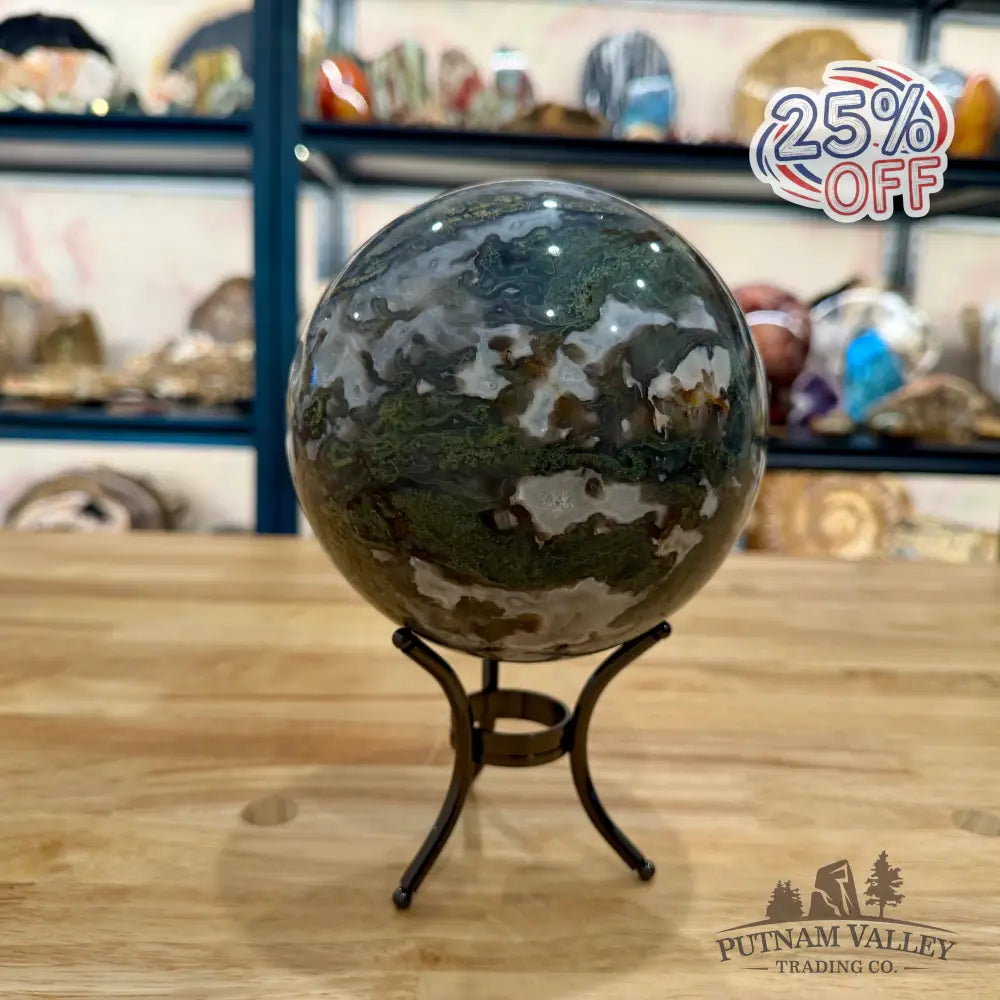Reserve Green Moss Agate Sphere 5.54’’ - Sphere