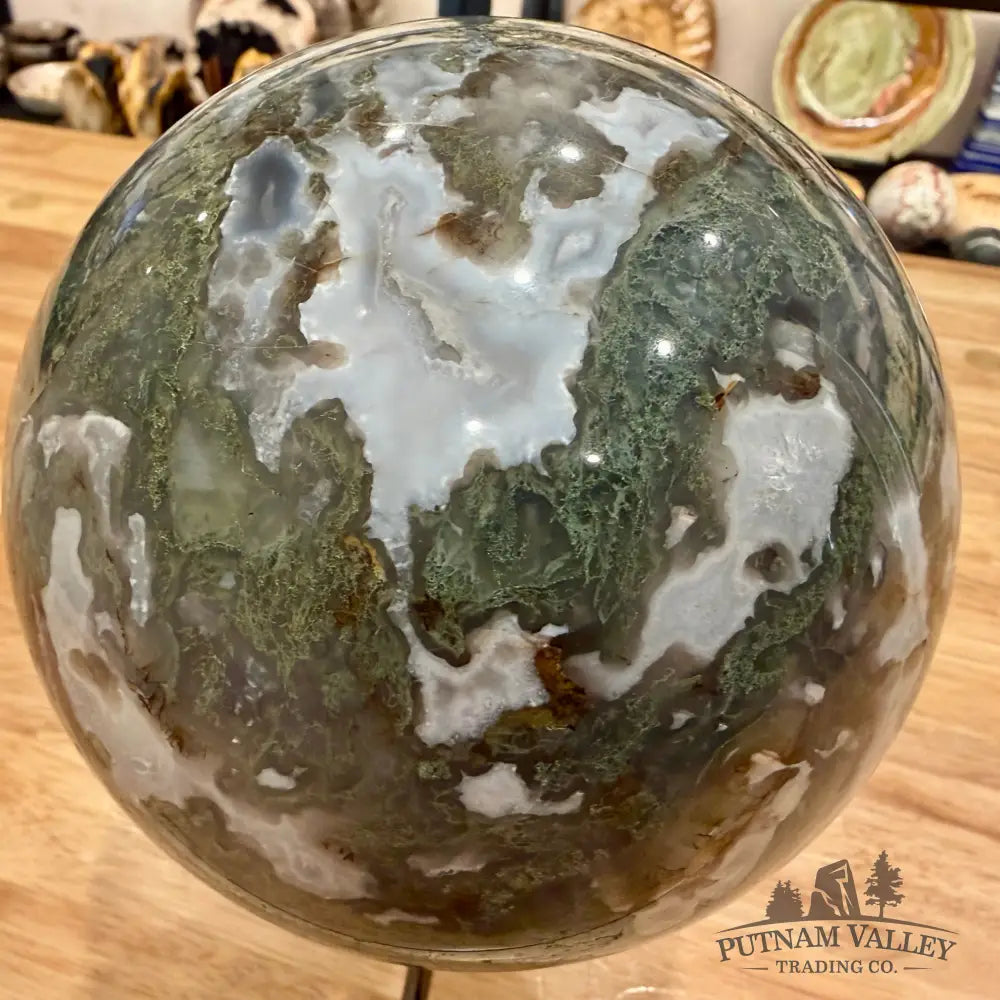 Reserve Green Moss Agate Sphere 5.54’’ - Sphere